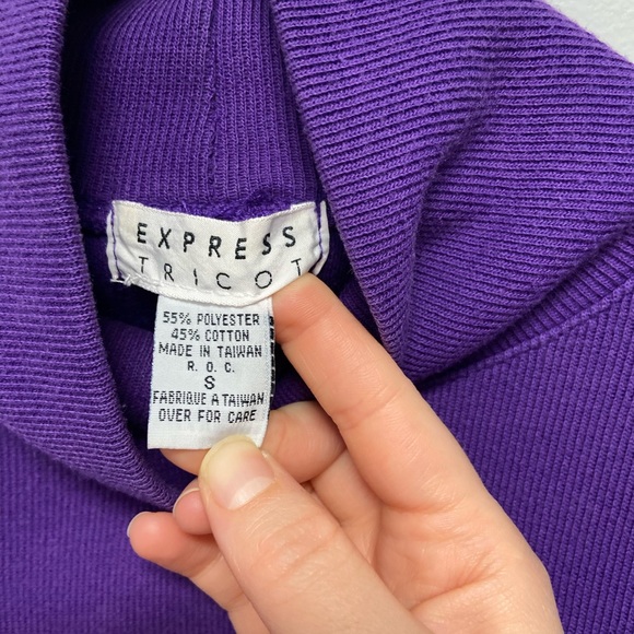 Vintage 80s Fitted Purple Sweater Size Small - Picture 4 of 5